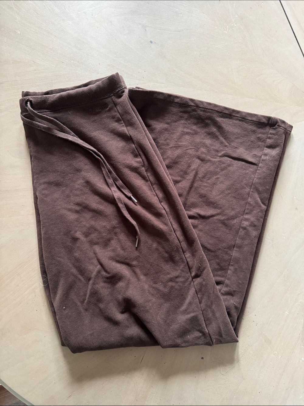 Garage Wide-Leg Drawstring Pants in Brown